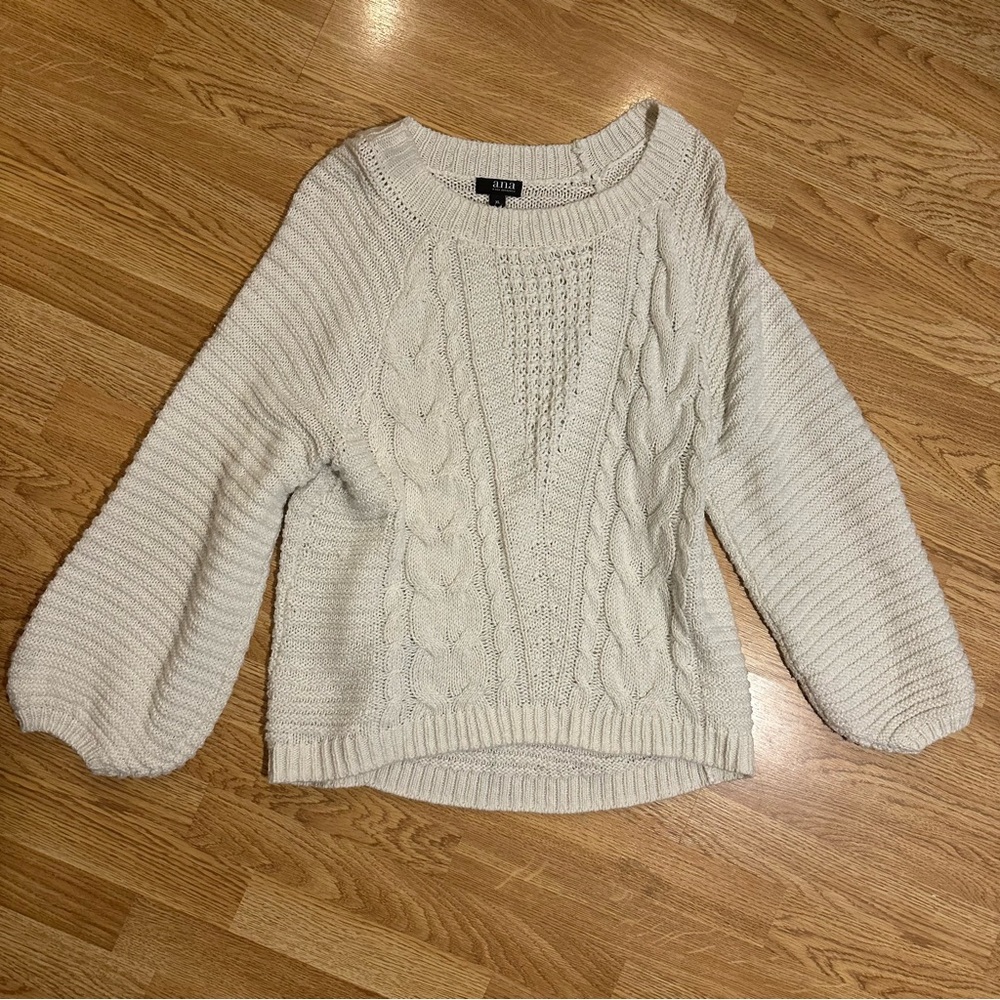 a.n.a Cream Cable Knit Crew Neck Sweater